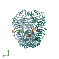 PDB entry 5wyx coloured by chain, side view.