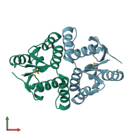 PDB entry 5wz4 coloured by chain, front view.