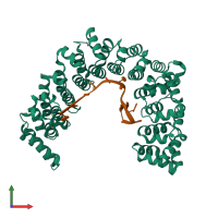 PDB entry 5wzk coloured by chain, front view.