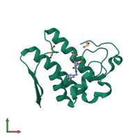 PDB entry 5wzt coloured by chain, front view.