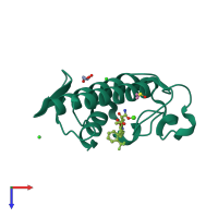 PDB entry 5wzu coloured by chain, top view.