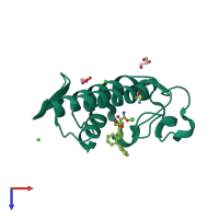 PDB entry 5wzv coloured by chain, top view.