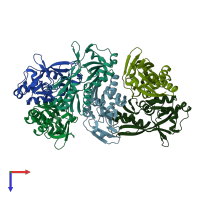 PDB entry 5x0o coloured by chain, top view.