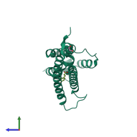 PDB entry 5x14 coloured by chain, side view.