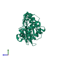 PDB entry 5x1r coloured by chain, side view.