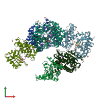 PDB entry 5x20 coloured by chain, front view.