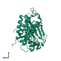 PDB entry 5x27 coloured by chain, side view.