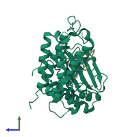 PDB entry 5x28 coloured by chain, side view.