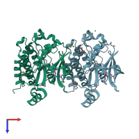 PDB entry 5x2c coloured by chain, top view.