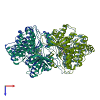 PDB entry 5x2f coloured by chain, top view.