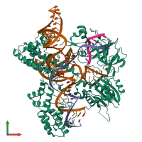 PDB entry 5x2g coloured by chain, front view.