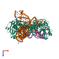 PDB entry 5x2g coloured by chain, top view.