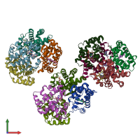 PDB entry 5x2s coloured by chain, front view.