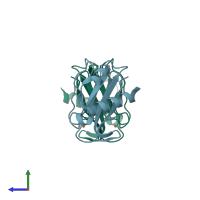 PDB entry 5x31 coloured by chain, side view.