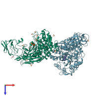 PDB entry 5x3k coloured by chain, top view.