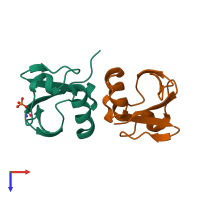 PDB entry 5x3m coloured by chain, top view.