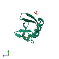 PDB entry 5x3n coloured by chain, side view.