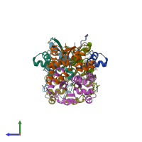 PDB entry 5x3t coloured by chain, side view.