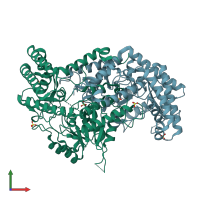 PDB entry 5x3v coloured by chain, front view.