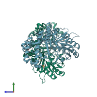 PDB entry 5x3v coloured by chain, side view.