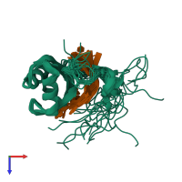 PDB entry 5x3z coloured by chain, ensemble of 20 models, top view.