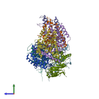 PDB entry 5x41 coloured by chain, side view.