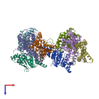 PDB entry 5x41 coloured by chain, top view.