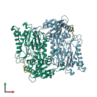 PDB entry 5x49 coloured by chain, front view.