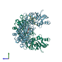PDB entry 5x49 coloured by chain, side view.