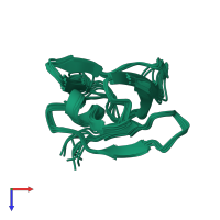 PDB entry 5x4f coloured by chain, ensemble of 10 models, top view.