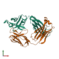 PDB entry 5x4g coloured by chain, front view.