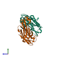 PDB entry 5x4g coloured by chain, side view.
