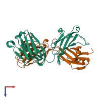 PDB entry 5x4g coloured by chain, top view.