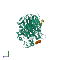 PDB entry 5x4r coloured by chain, side view.