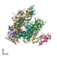 PDB entry 5x50 coloured by chain, front view.