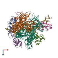 PDB entry 5x50 coloured by chain, top view.