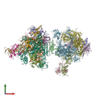 PDB entry 5x51 coloured by chain, front view.