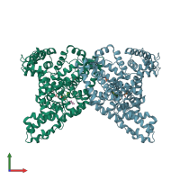 PDB entry 5x52 coloured by chain, front view.