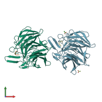 PDB entry 5x54 coloured by chain, front view.