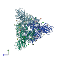 PDB entry 5x58 coloured by chain, side view.