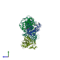 PDB entry 5x5a coloured by chain, side view.