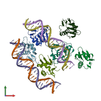 PDB entry 5x5l coloured by chain, front view.