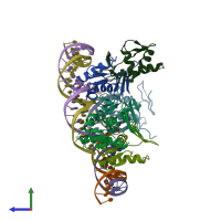 PDB entry 5x5l coloured by chain, side view.