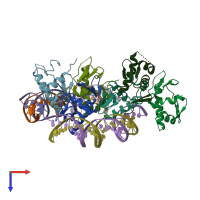 PDB entry 5x5l coloured by chain, top view.