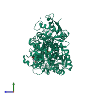 PDB entry 5x5p coloured by chain, side view.