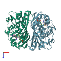 PDB entry 5x67 coloured by chain, top view.