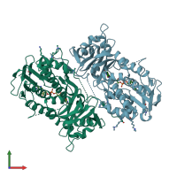 PDB entry 5x68 coloured by chain, front view.