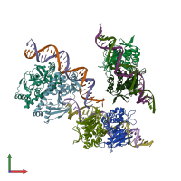 PDB entry 5x6d coloured by chain, front view.