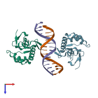 PDB entry 5x6g coloured by chain, top view.