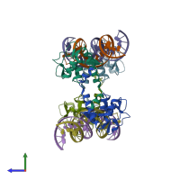 PDB entry 5x6m coloured by chain, side view.